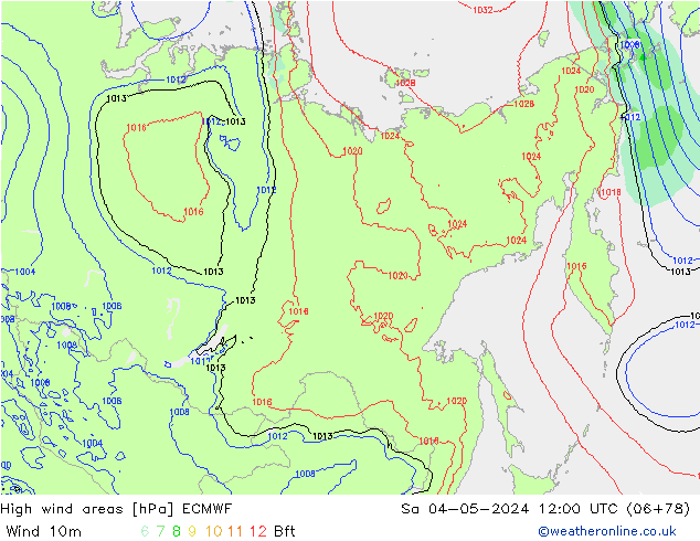 Izotacha ECMWF so. 04.05.2024 12 UTC