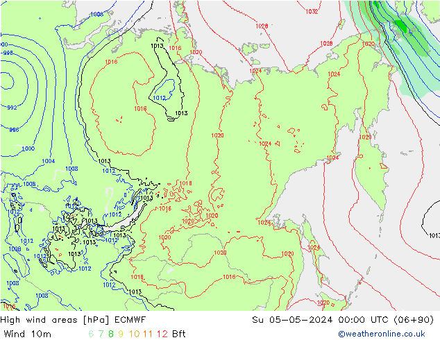 High wind areas ECMWF dom 05.05.2024 00 UTC