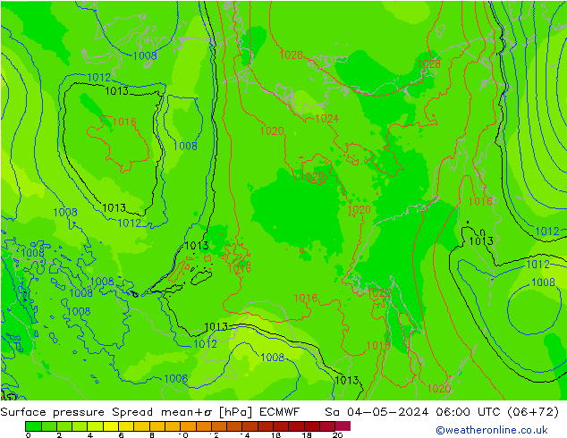 Surface pressure Spread ECMWF Sa 04.05.2024 06 UTC