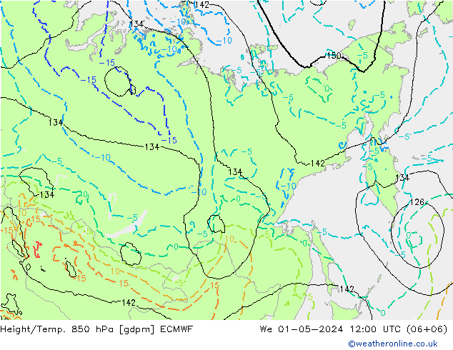 Height/Temp. 850 hPa ECMWF St 01.05.2024 12 UTC