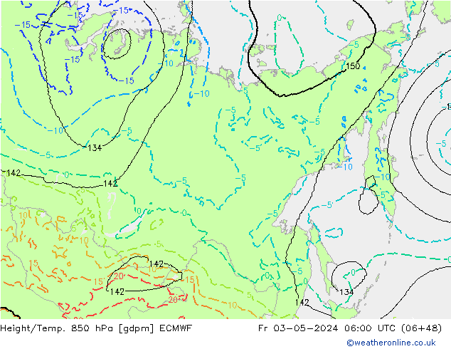 Height/Temp. 850 hPa ECMWF Fr 03.05.2024 06 UTC