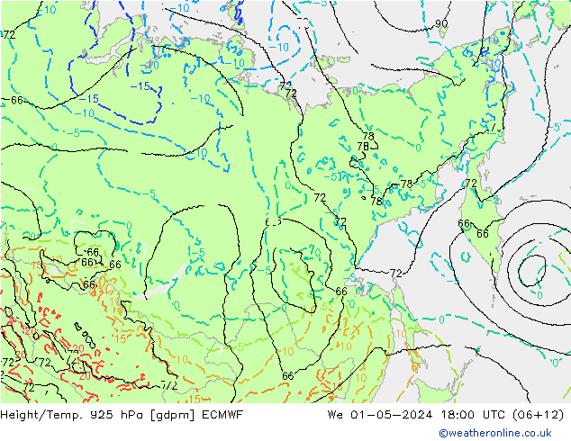 Height/Temp. 925 hPa ECMWF  01.05.2024 18 UTC