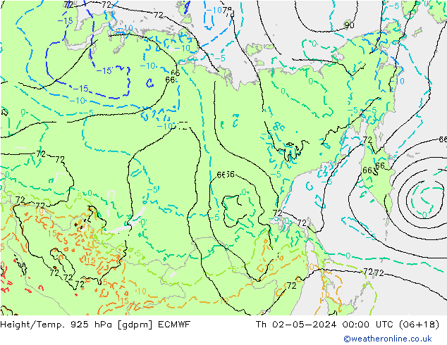 Géop./Temp. 925 hPa ECMWF jeu 02.05.2024 00 UTC