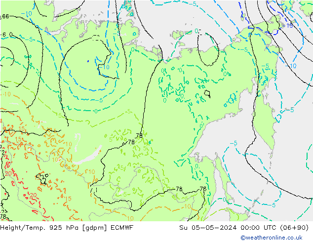 Yükseklik/Sıc. 925 hPa ECMWF Paz 05.05.2024 00 UTC