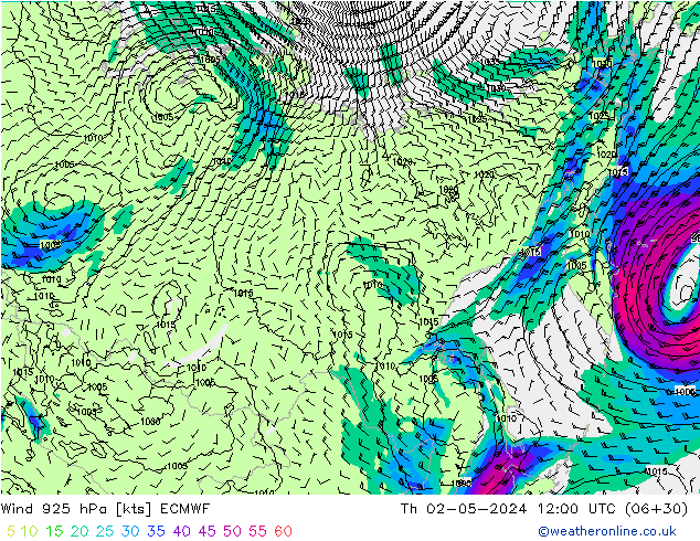 Wind 925 hPa ECMWF do 02.05.2024 12 UTC