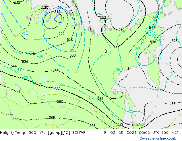 Height/Temp. 500 hPa ECMWF Fr 03.05.2024 00 UTC