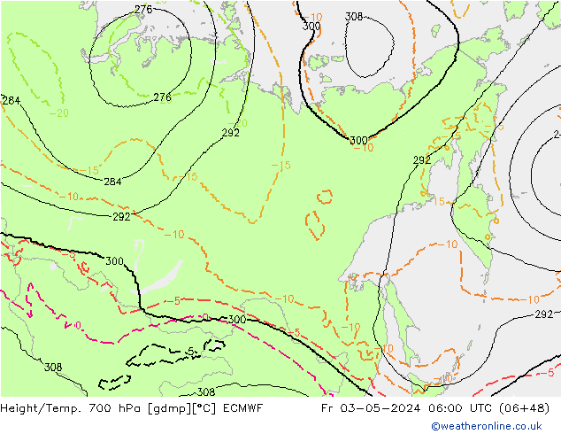 Hoogte/Temp. 700 hPa ECMWF vr 03.05.2024 06 UTC