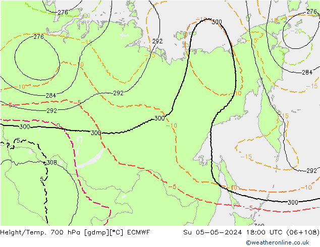 Height/Temp. 700 hPa ECMWF nie. 05.05.2024 18 UTC