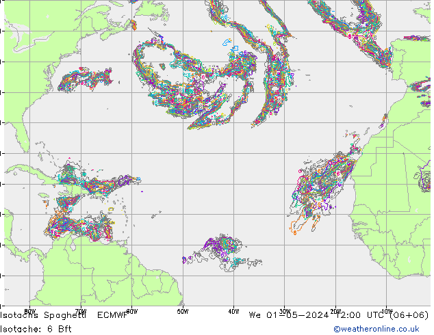 Isotachs Spaghetti ECMWF We 01.05.2024 12 UTC