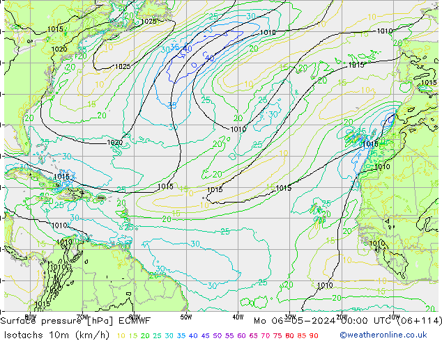 Isotachs (kph) ECMWF Mo 06.05.2024 00 UTC