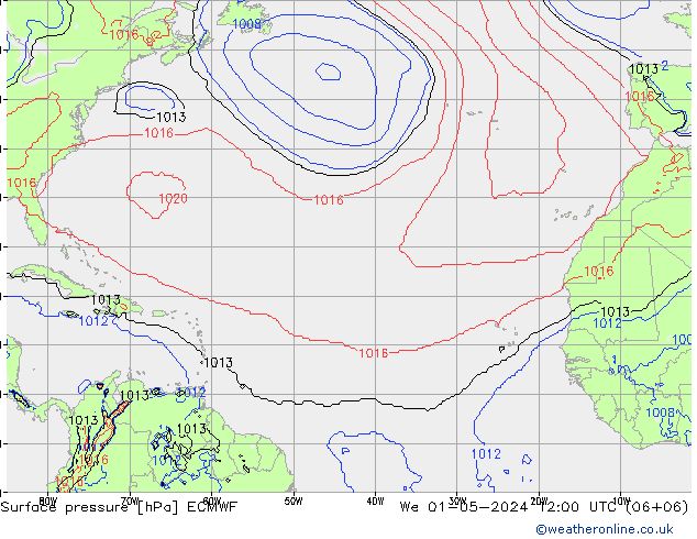 Bodendruck ECMWF Mi 01.05.2024 12 UTC