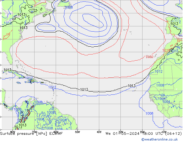 Pressione al suolo ECMWF mer 01.05.2024 18 UTC