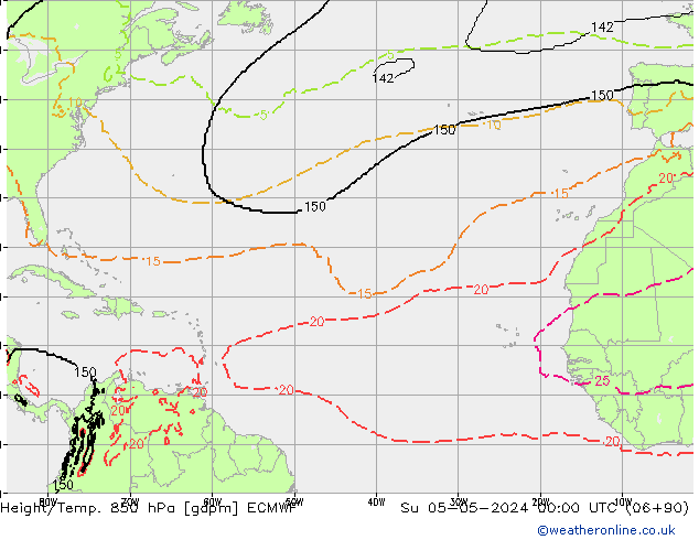 Height/Temp. 850 hPa ECMWF Su 05.05.2024 00 UTC