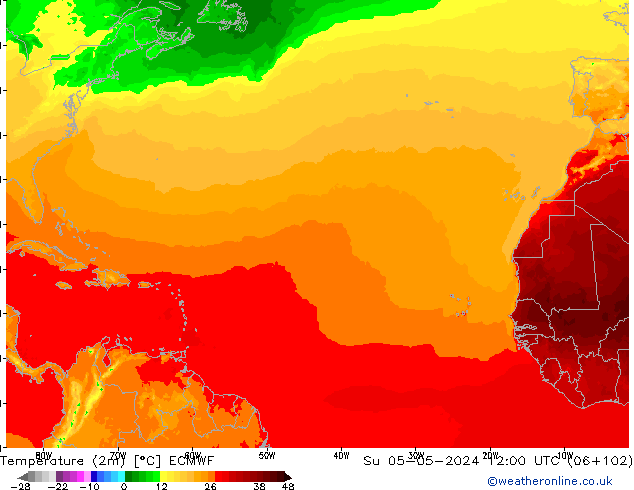 Temperature (2m) ECMWF Ne 05.05.2024 12 UTC