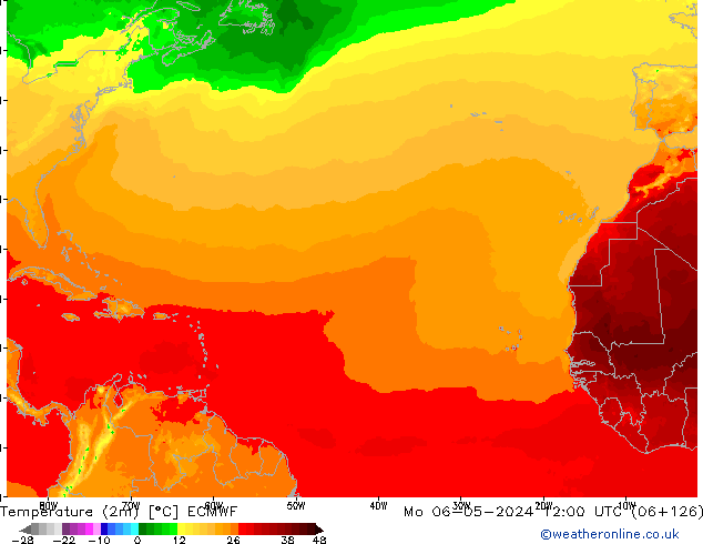 Temperatura (2m) ECMWF Seg 06.05.2024 12 UTC