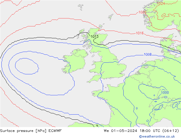 Yer basıncı ECMWF Çar 01.05.2024 18 UTC