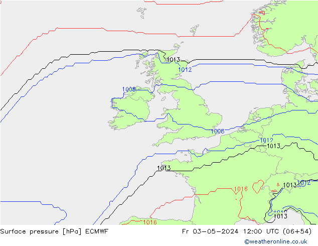 Pressione al suolo ECMWF ven 03.05.2024 12 UTC