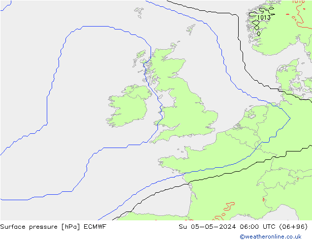 Surface pressure ECMWF Su 05.05.2024 06 UTC