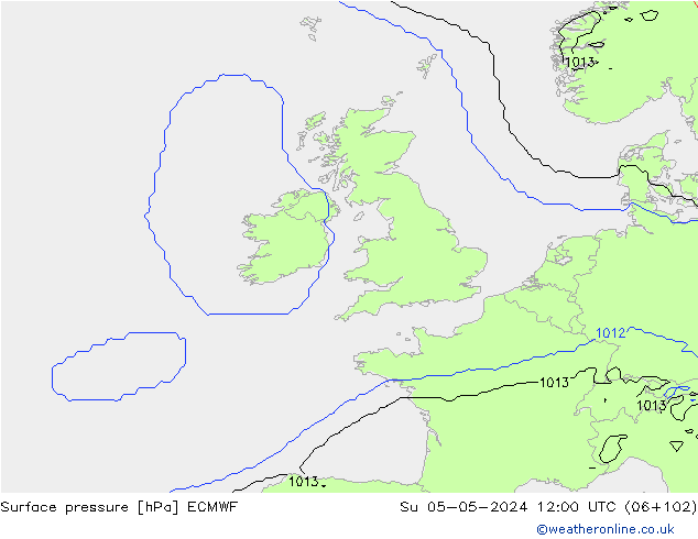 pressão do solo ECMWF Dom 05.05.2024 12 UTC