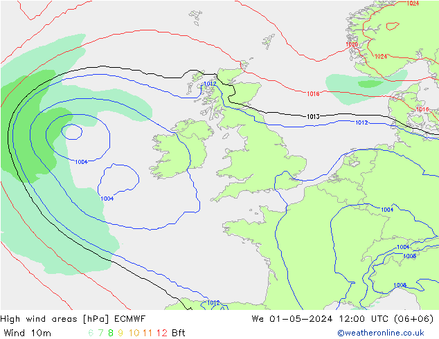 Windvelden ECMWF wo 01.05.2024 12 UTC