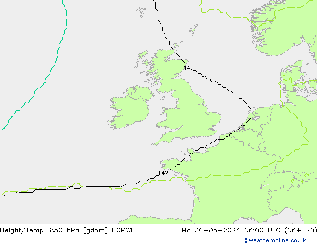 Height/Temp. 850 hPa ECMWF Mo 06.05.2024 06 UTC