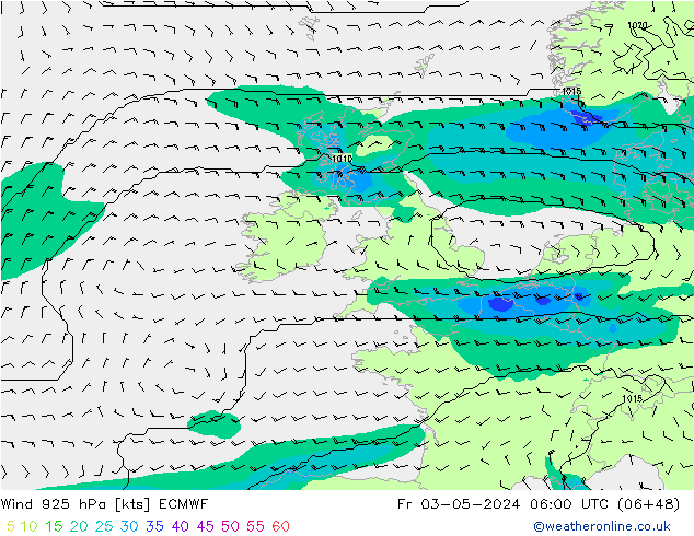 Wind 925 hPa ECMWF Fr 03.05.2024 06 UTC