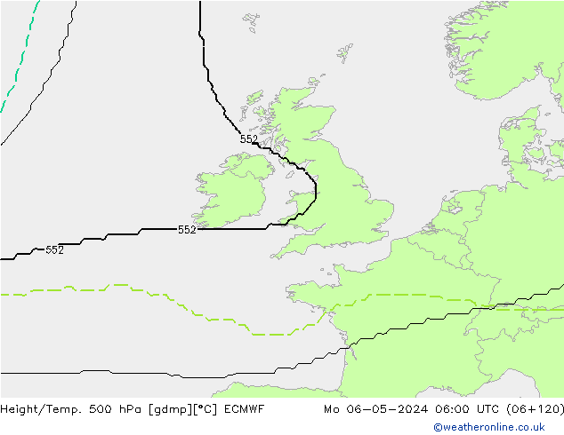 Yükseklik/Sıc. 500 hPa ECMWF Pzt 06.05.2024 06 UTC