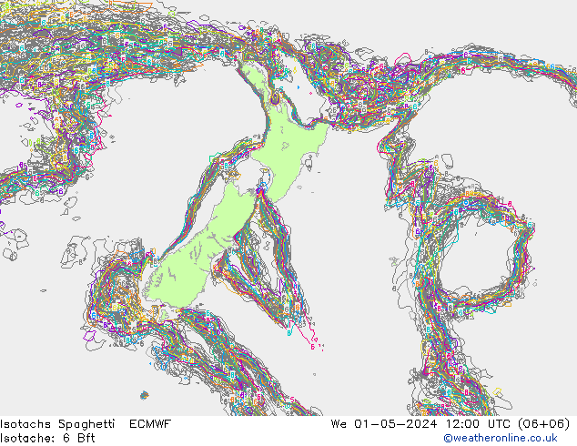 Isotachs Spaghetti ECMWF We 01.05.2024 12 UTC