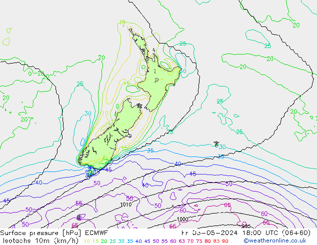 Isotachs (kph) ECMWF Fr 03.05.2024 18 UTC