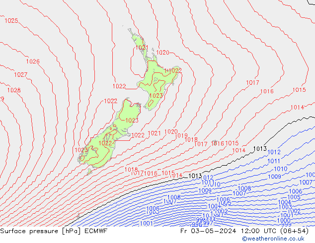 pressão do solo ECMWF Sex 03.05.2024 12 UTC