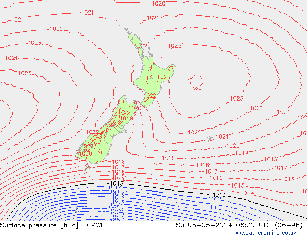 Surface pressure ECMWF Su 05.05.2024 06 UTC