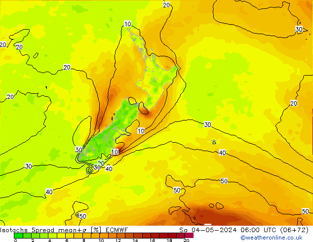 Isotachen Spread ECMWF za 04.05.2024 06 UTC