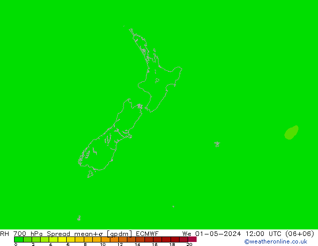 RH 700 hPa Spread ECMWF We 01.05.2024 12 UTC