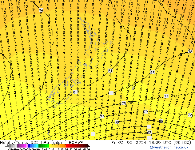 Height/Temp. 925 hPa ECMWF Fr 03.05.2024 18 UTC