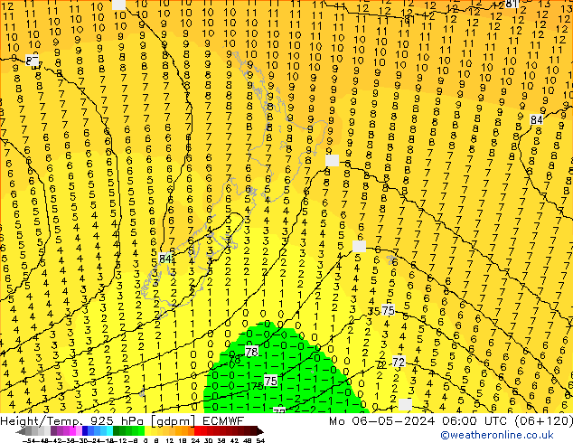 Hoogte/Temp. 925 hPa ECMWF ma 06.05.2024 06 UTC