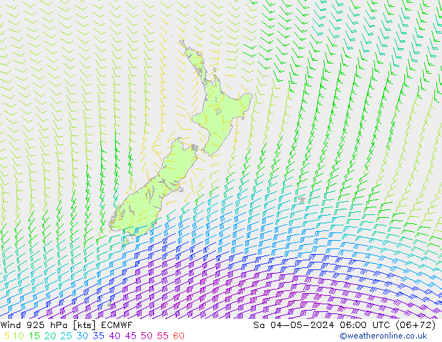 Wind 925 hPa ECMWF za 04.05.2024 06 UTC