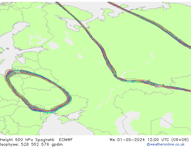 Géop. 500 hPa Spaghetti ECMWF mer 01.05.2024 12 UTC