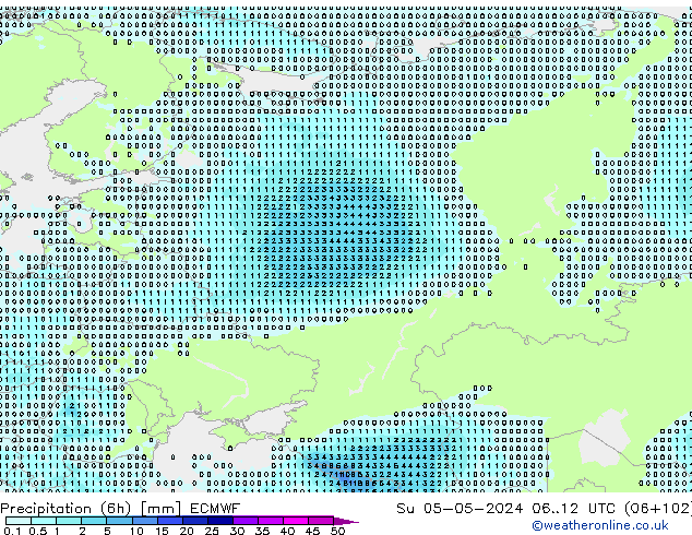 Precipitation (6h) ECMWF Su 05.05.2024 12 UTC