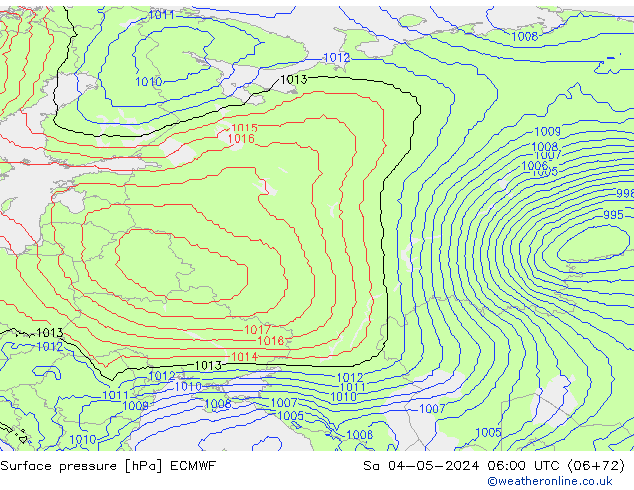 Atmosférický tlak ECMWF So 04.05.2024 06 UTC