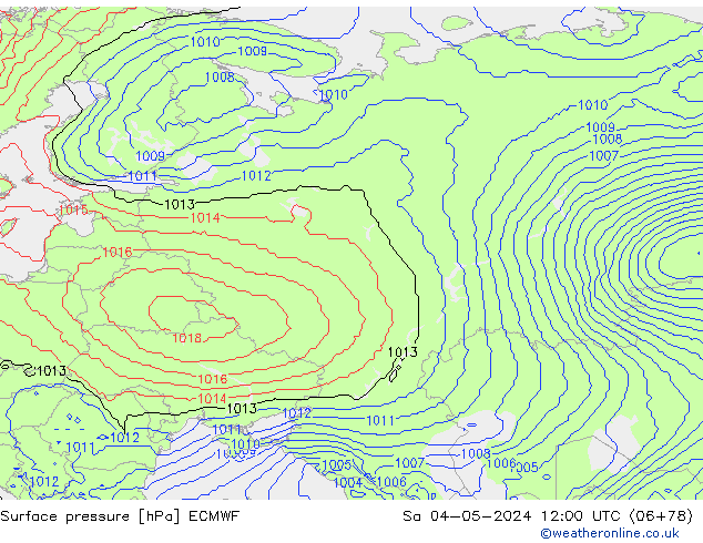 Presión superficial ECMWF sáb 04.05.2024 12 UTC