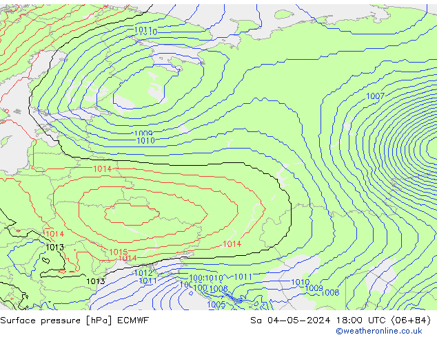 Presión superficial ECMWF sáb 04.05.2024 18 UTC