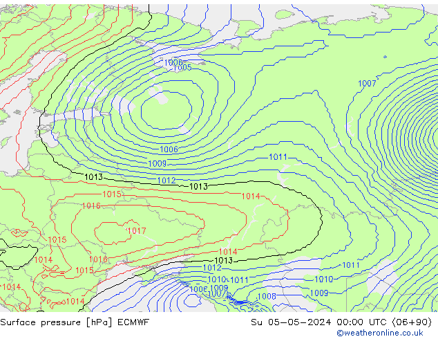 Pressione al suolo ECMWF dom 05.05.2024 00 UTC