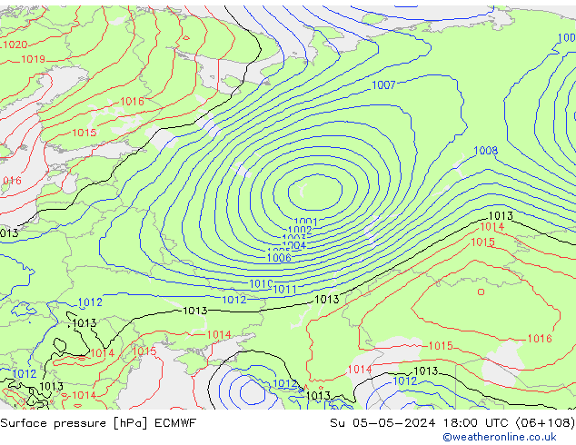 Luchtdruk (Grond) ECMWF zo 05.05.2024 18 UTC