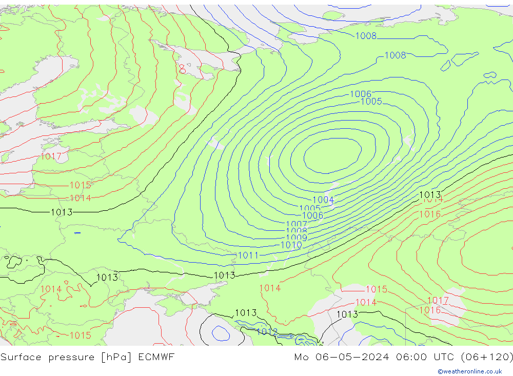 Surface pressure ECMWF Mo 06.05.2024 06 UTC