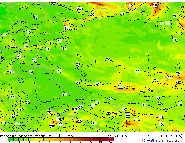 Isotachs Spread ECMWF mer 01.05.2024 12 UTC