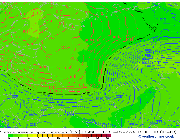 pression de l'air Spread ECMWF ven 03.05.2024 18 UTC