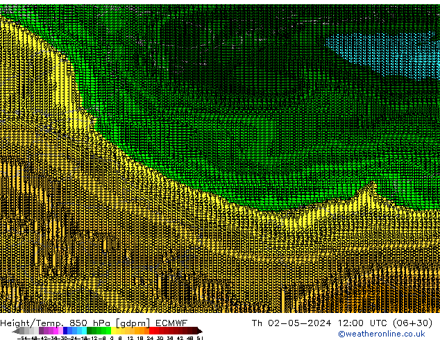 Height/Temp. 850 hPa ECMWF Th 02.05.2024 12 UTC