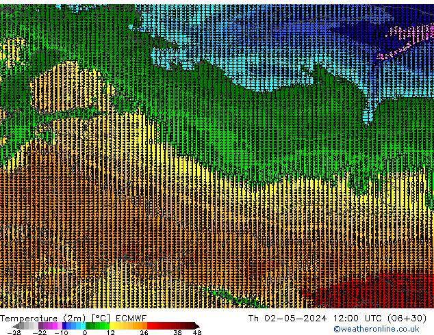 Temperature (2m) ECMWF Th 02.05.2024 12 UTC