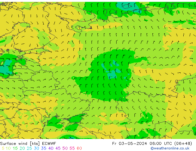 Vent 10 m ECMWF ven 03.05.2024 06 UTC