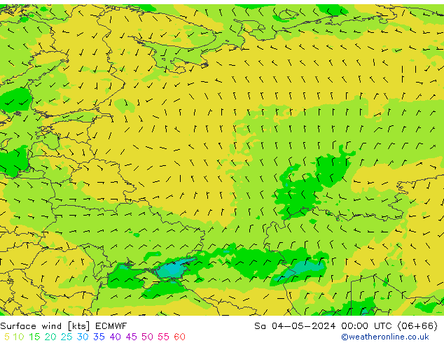 Surface wind ECMWF Sa 04.05.2024 00 UTC